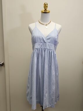 GAP Blue White Pinstripe Midi Sundress Spaghetti Strap Size XL